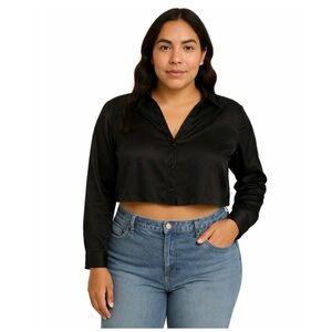 NWT Black Silk Crop Top